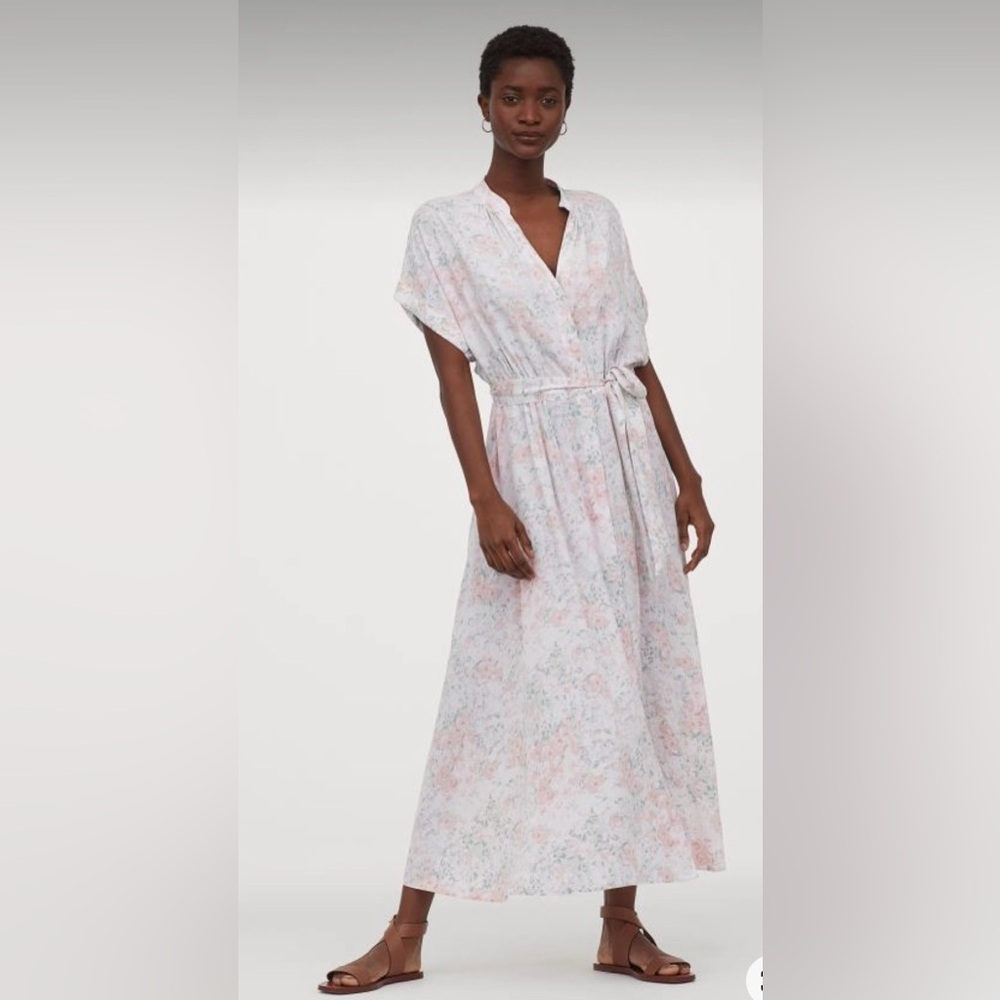 H & M pink and white floral maxi dress
